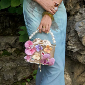 Birdcage Flower Pearl Handle Purse