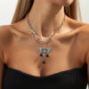 Silver Black Necklace 7430