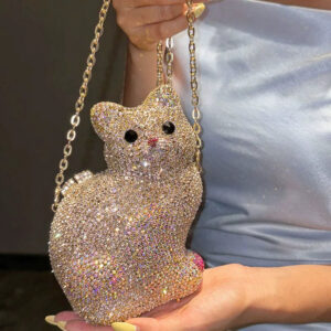 Custom Cartoon Kitten Jeweled Bag