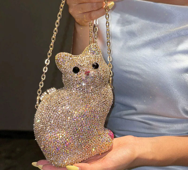 Custom Cartoon Kitten Jeweled Bag