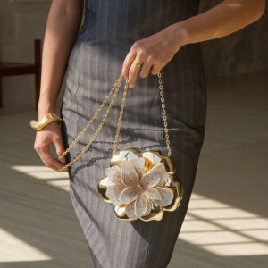 Rhinestone Flower Clutch Bag