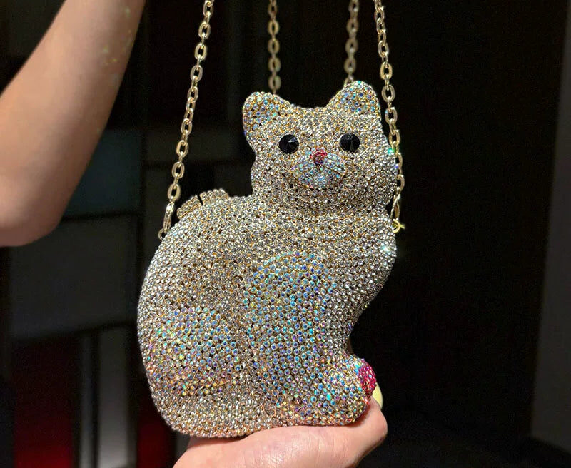 Custom Cartoon Kitten Jeweled Bag