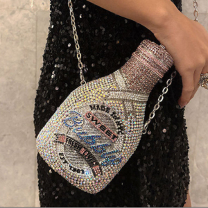 Crystal Rhinestone Wine Bottle Bag