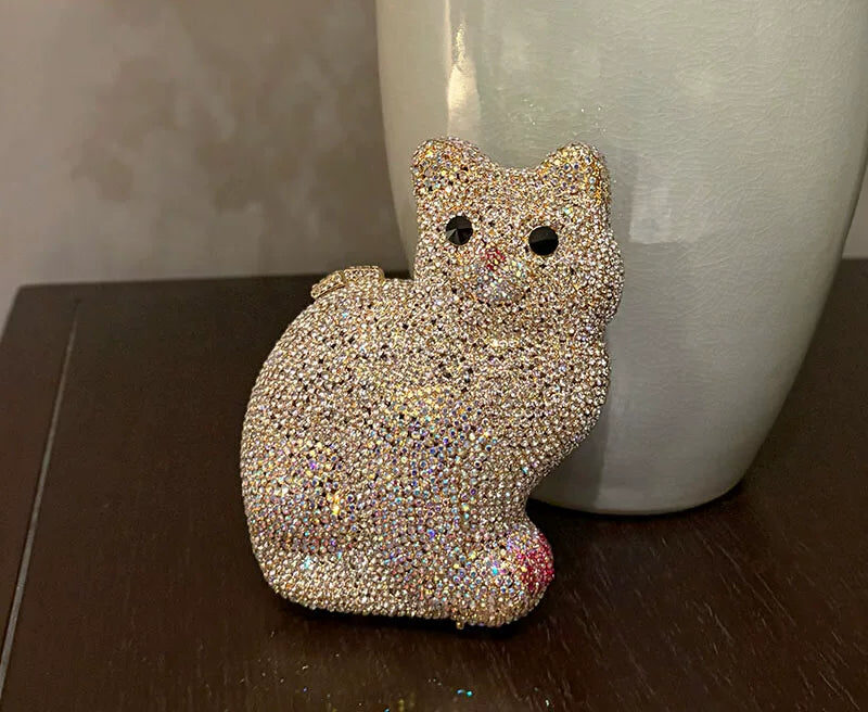 Custom Cartoon Kitten Jeweled Bag